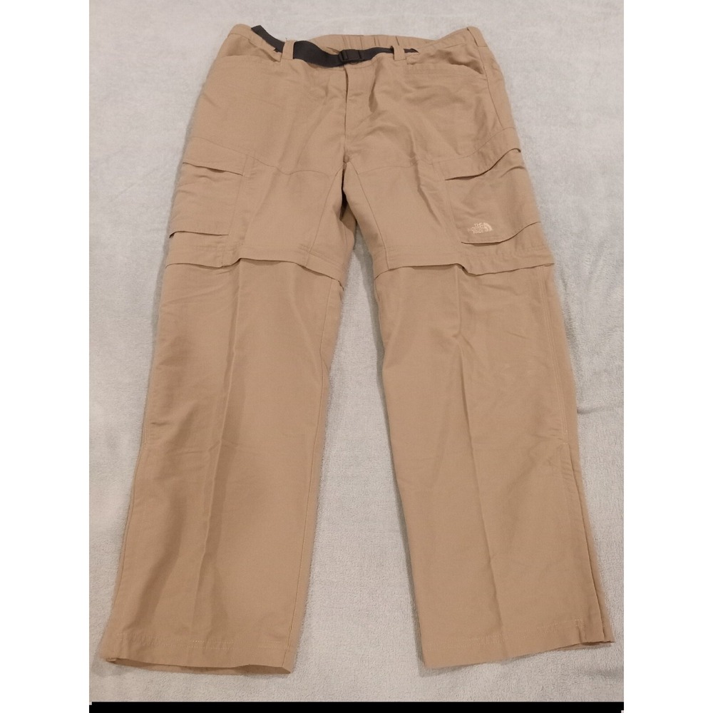 The North Face Men's Large Beige Convertible Zip-Off Cargo Hiking Belted Pants